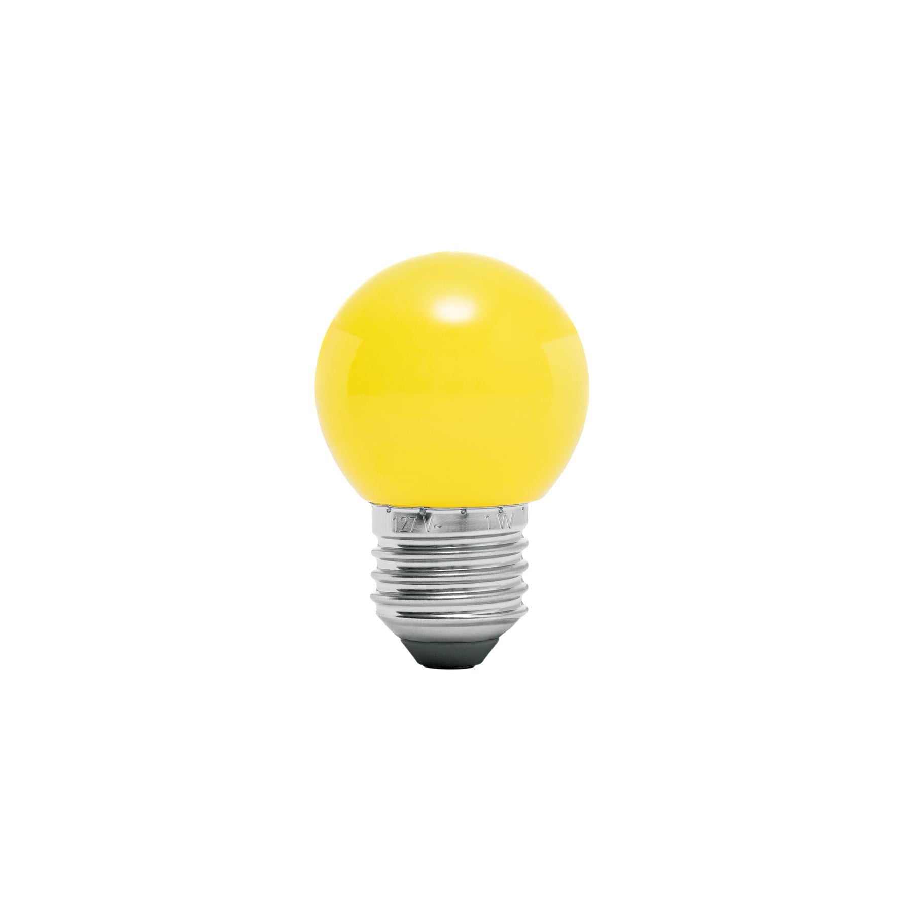 Lampara LED tipo bulbo G45 1 W color amarillo, caja, Volteck