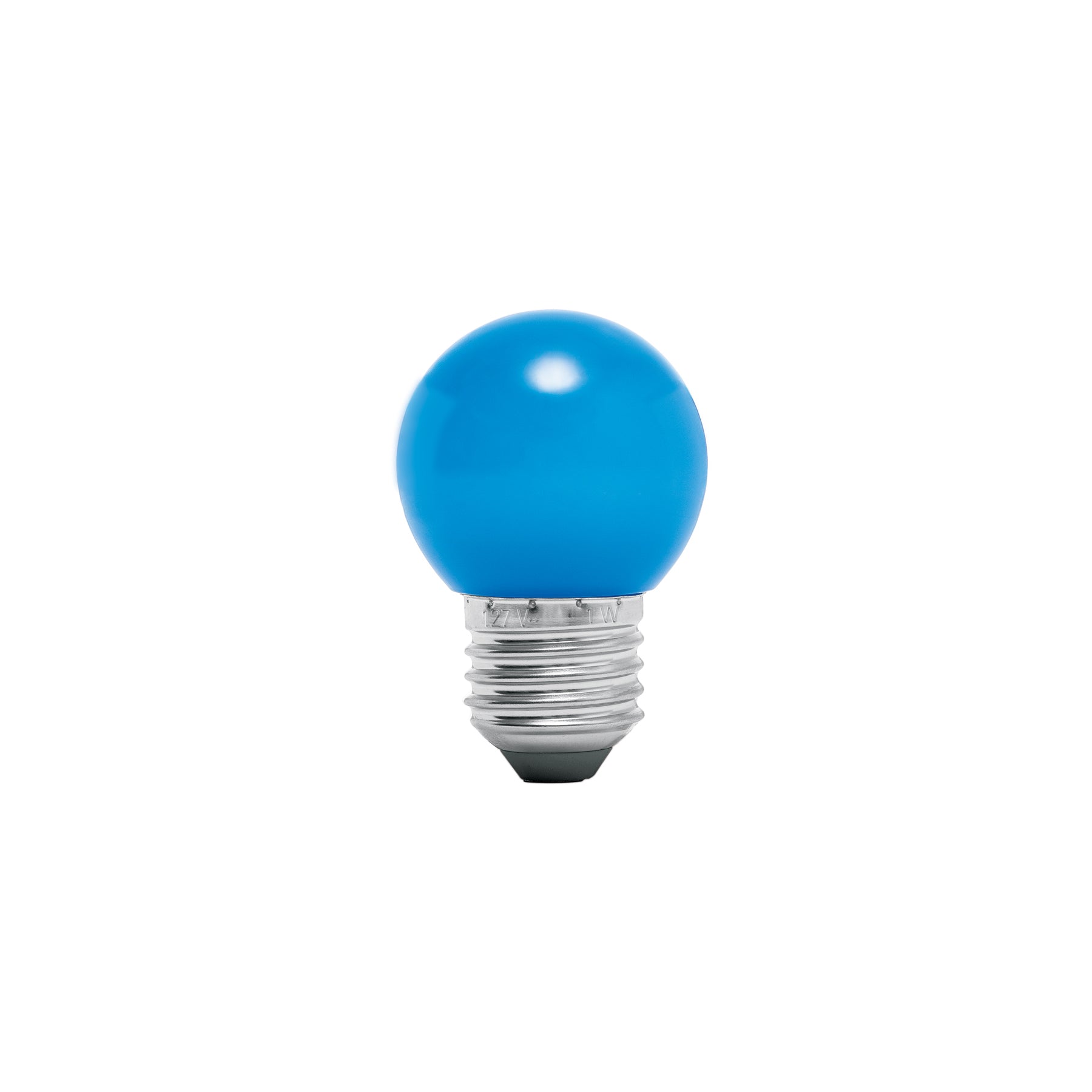Lampara LED tipo bulbo G45 1 W color azul, caja, Volteck