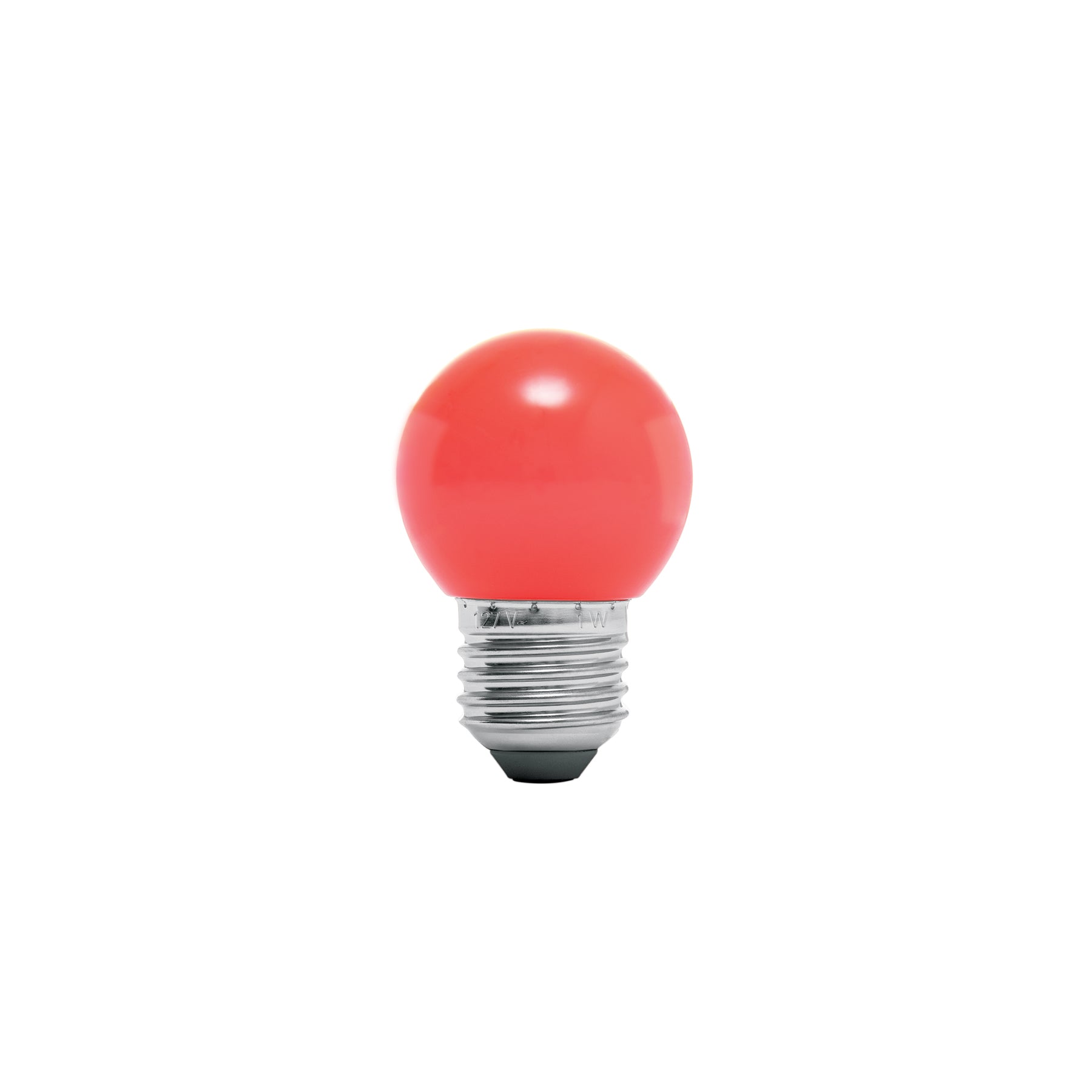 Lampara LED tipo bulbo G45 1 W color rojo, caja, Volteck