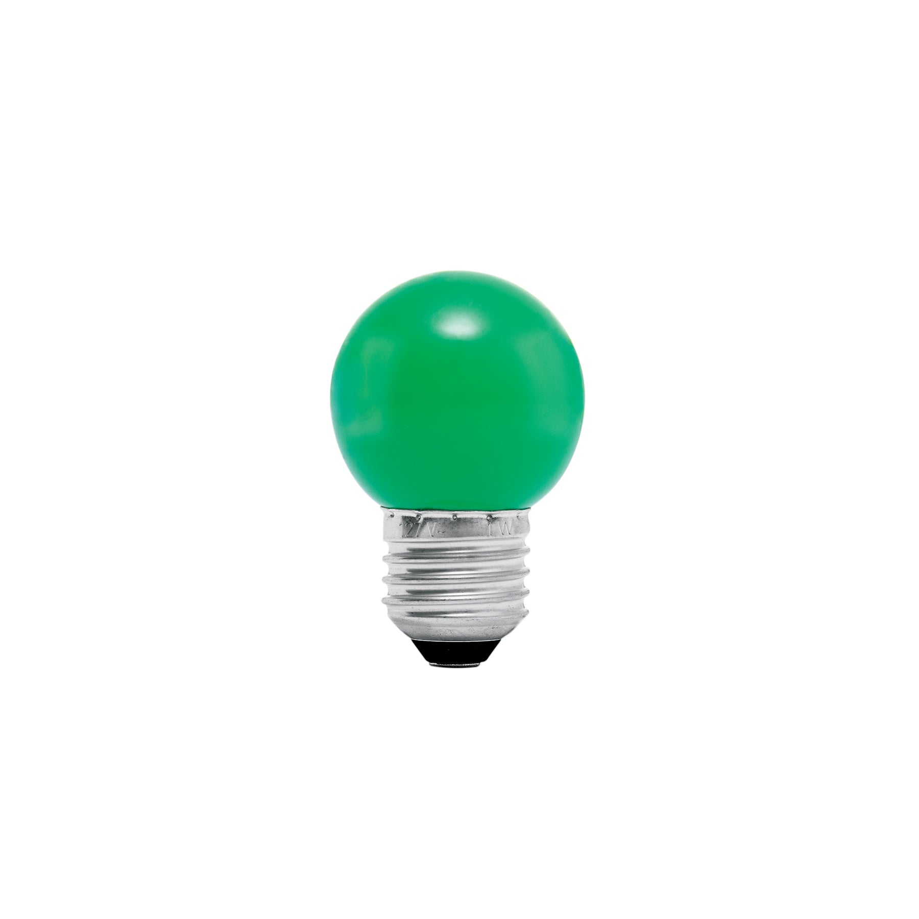 Lampara LED tipo bulbo G45 1 W color verde, caja, Volteck