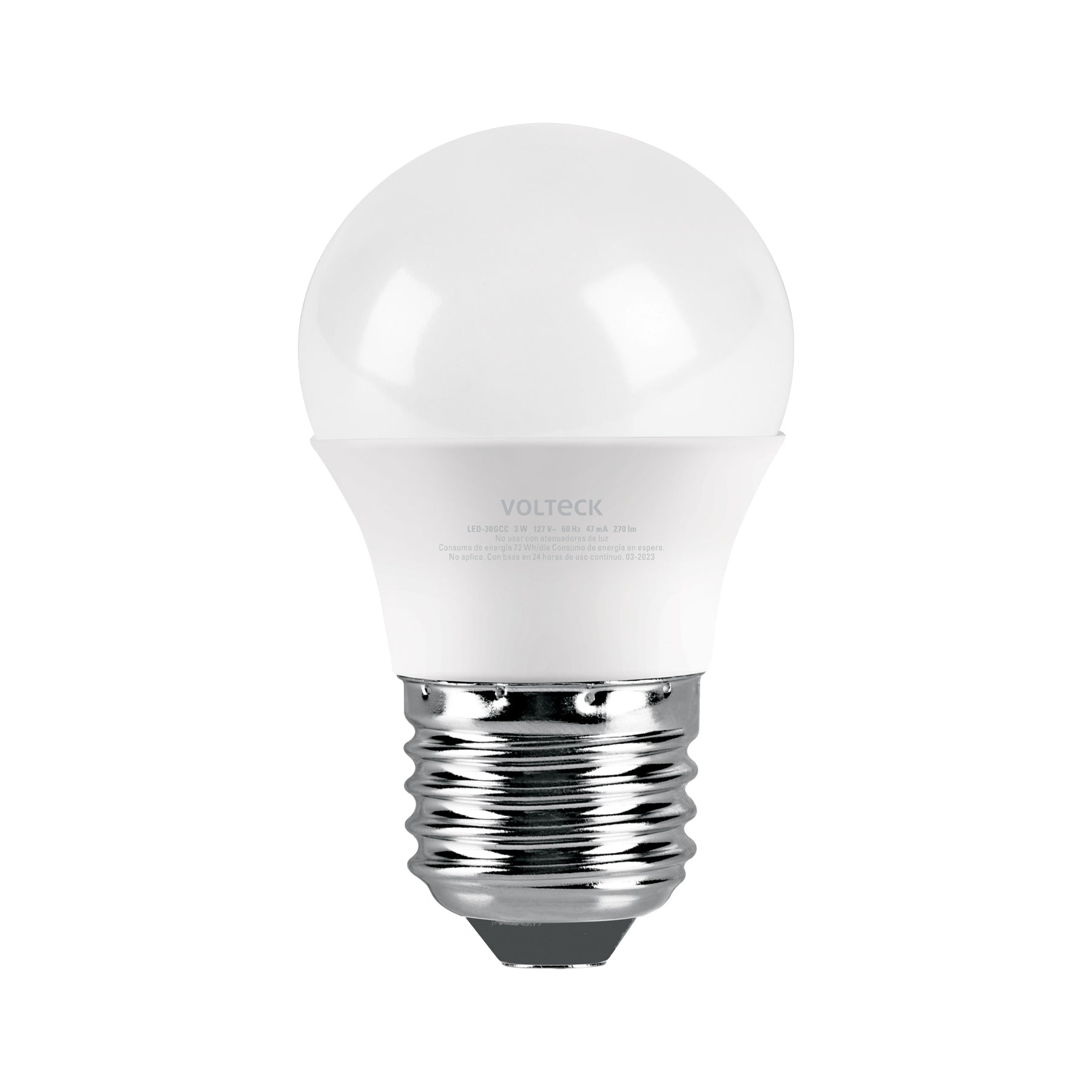 Lampara LED G45 3 W (equiv. 25 W), luz calida, caja, Volteck
