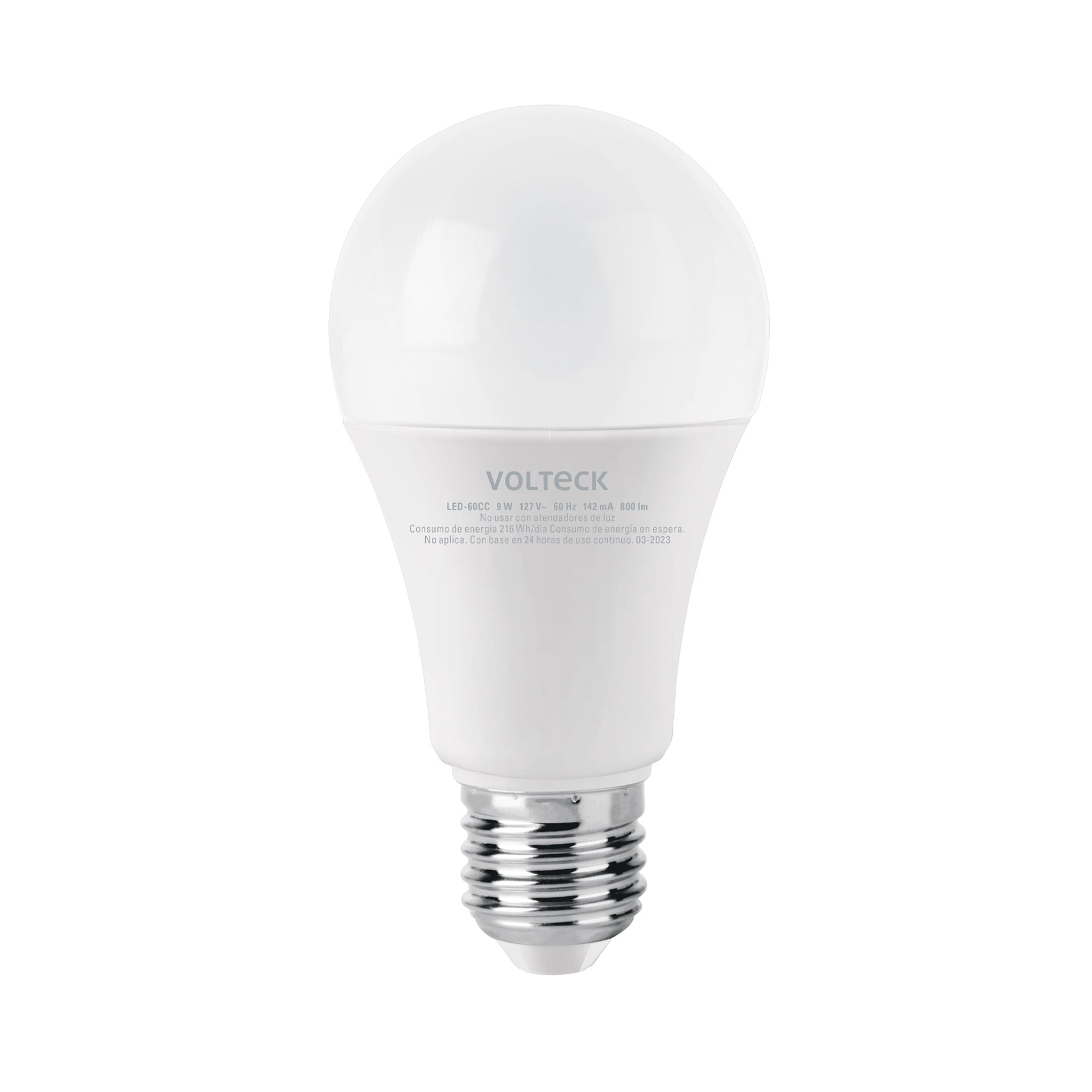 Lampara LED A19 9 W (equiv. 60 W), luz calida, caja, Volteck