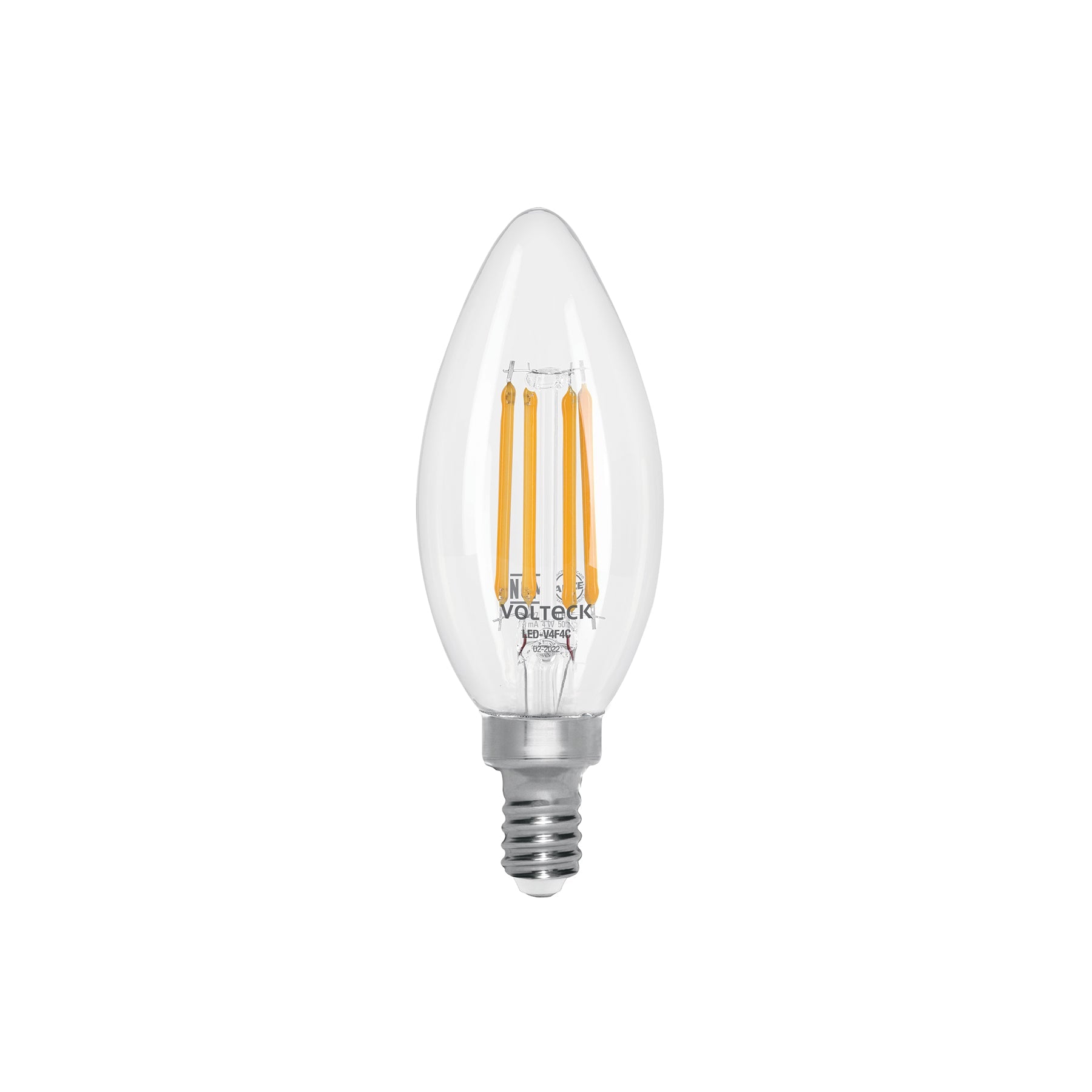 Lampara LED tipo vela 4 W con filamento base E14 luz calida