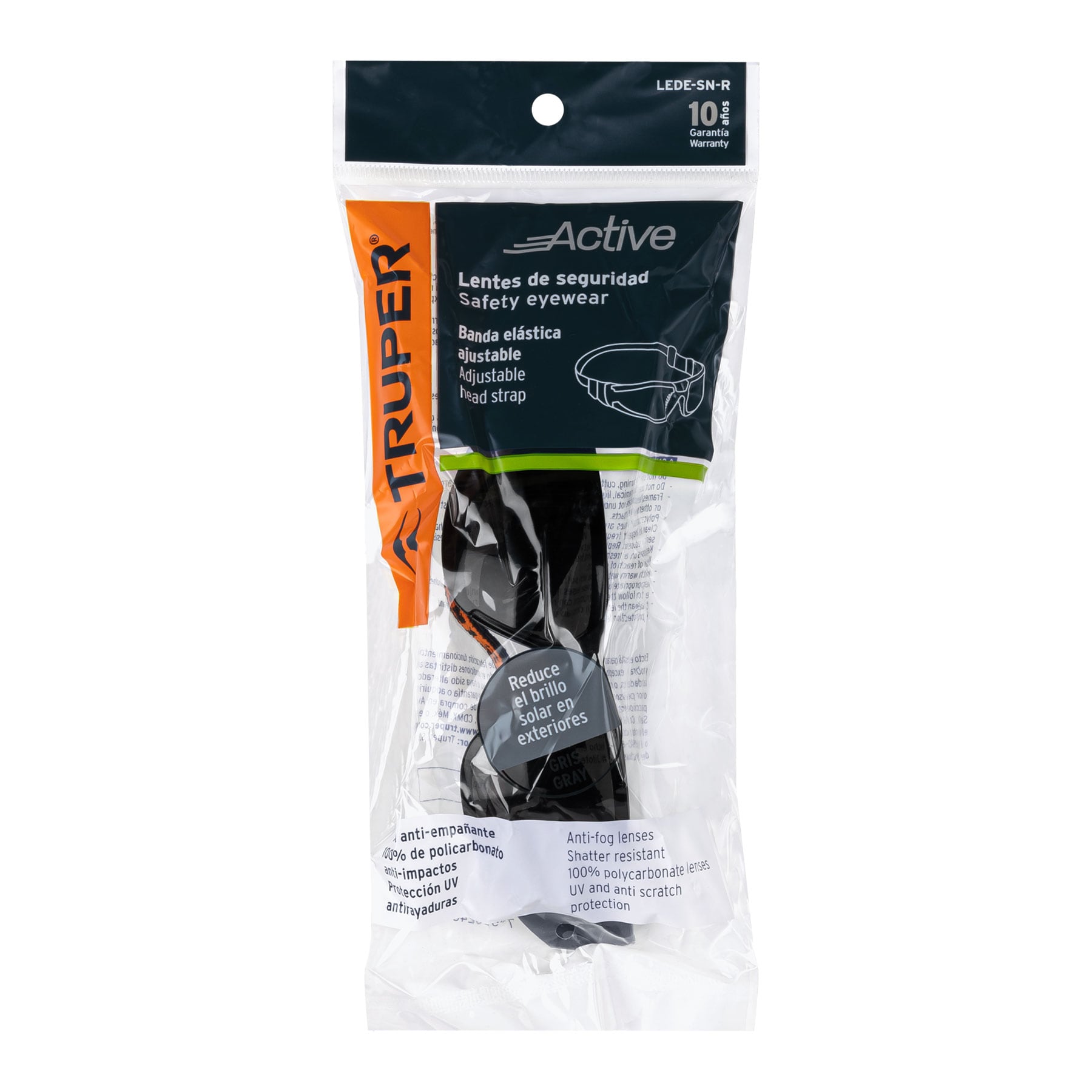 Lentes de seguridad, gris con banda elastica, Active, Truper