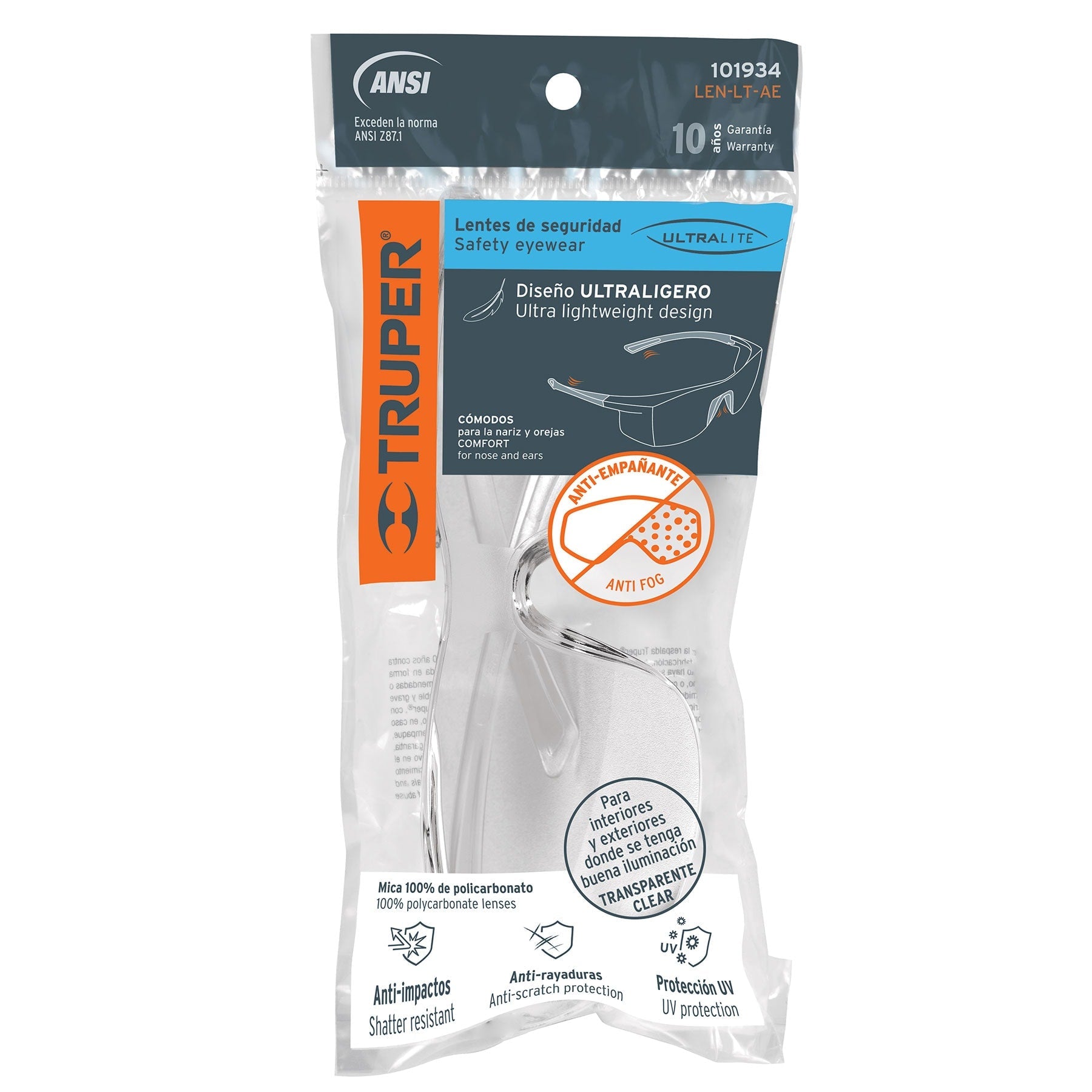 Lentes de seguridad transparentes con antiempaño, Ultralite