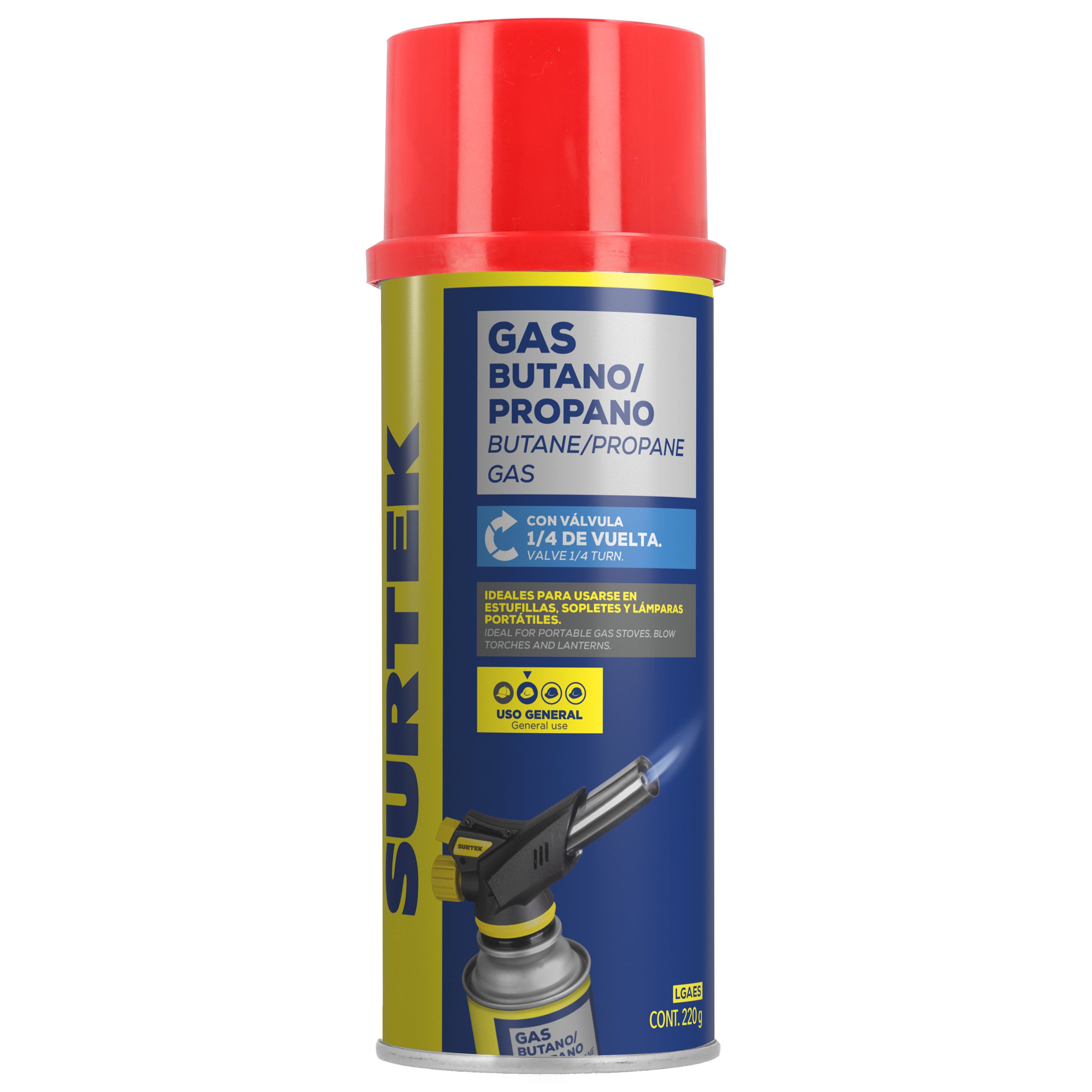 Surtek - Lata gas but/prop valv 220g