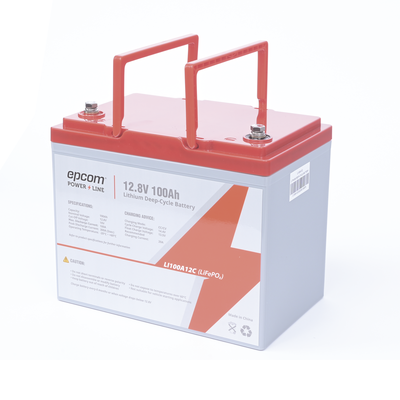 EPCOM POWERLINE - Batería de Litio Ciclo Profundo, 12.8 Vcc 100Ah (LiFePO4 de Celdas Cilíndricas) , Solar, Marina, Máximo 100 A de Descarga