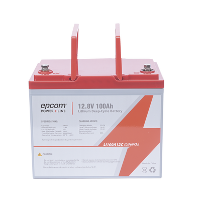EPCOM POWERLINE - Batería de Litio Ciclo Profundo, 12.8 Vcc 100Ah (LiFePO4 de Celdas Cilíndricas) , Solar, Marina, Máximo 100 A de Descarga