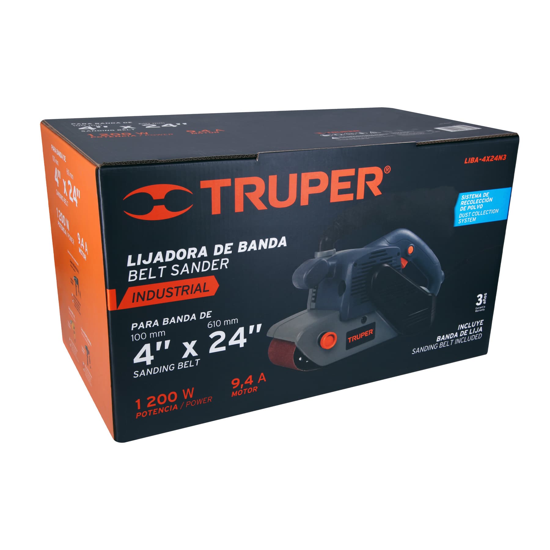 Lijadora de banda 4 x 24', 1200W, TRUPER INDUSTRIAL