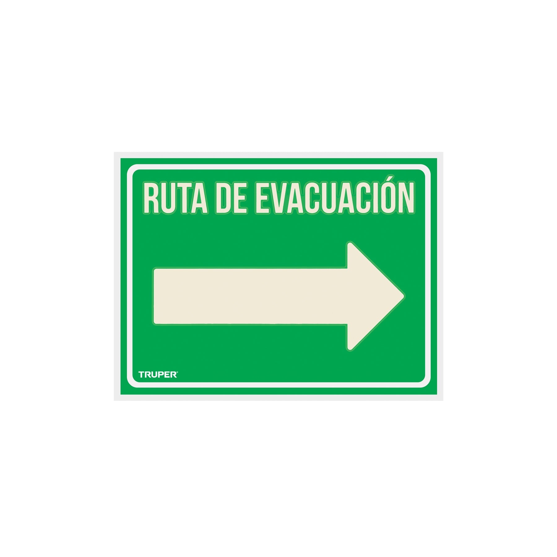 Letrero de señalización 'RUTA EVACUACIÓN DERECHA',21 x 28 cm