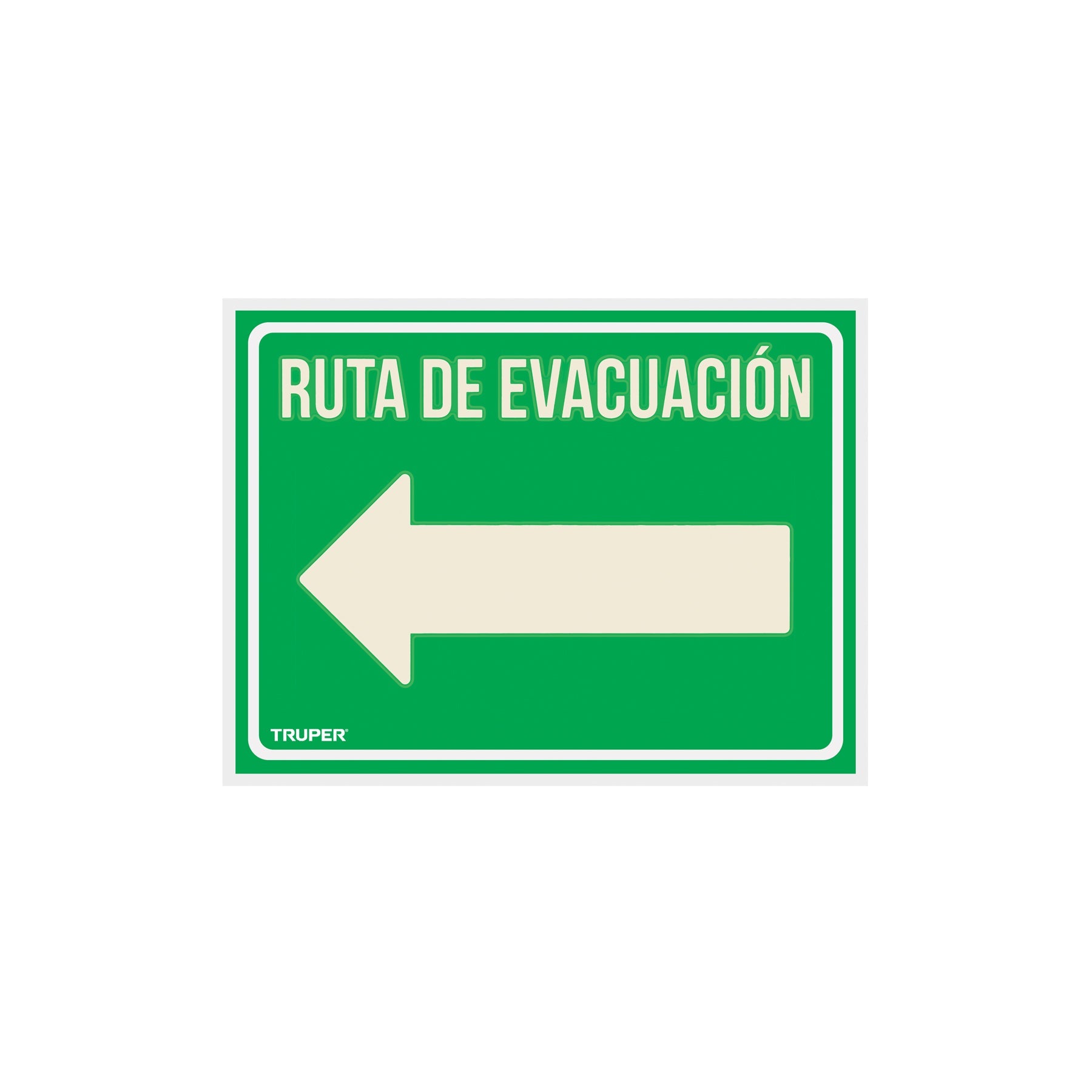 Letrero de señalización 'RUTA EVACUACIÓN IZQUIERDA',21x28 cm