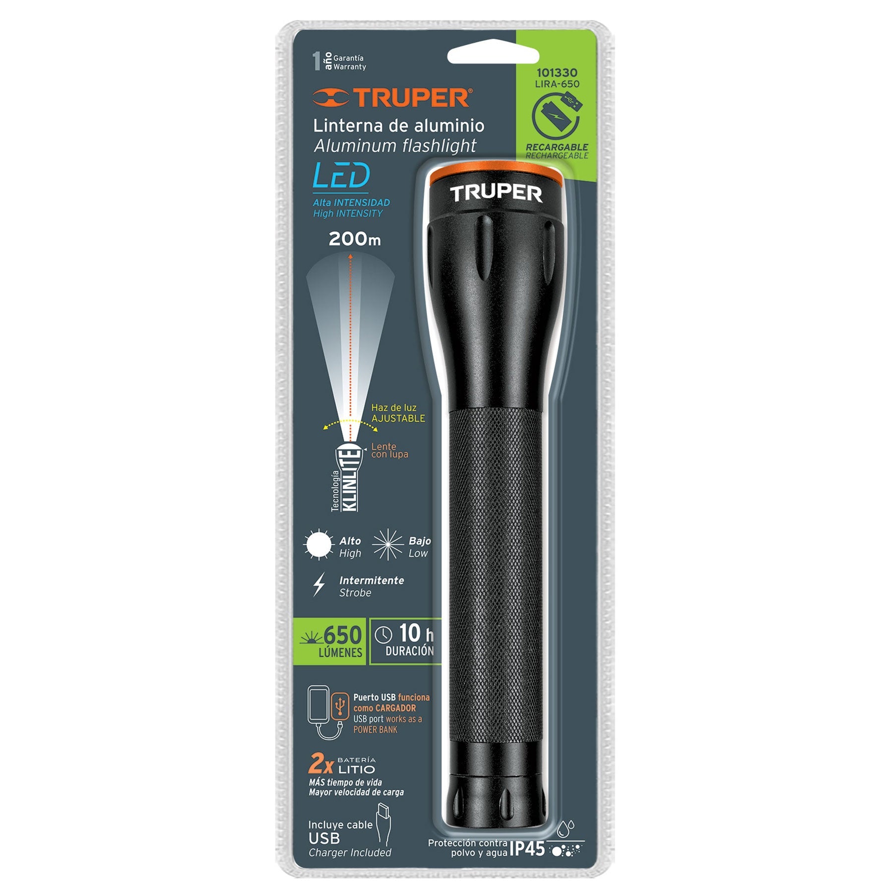 LinternaÊLED recargable, de aluminio, 420 lm, TRUPER