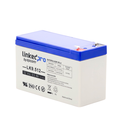 LINKEDPRO BY EPCOM - Batería 12 V / 9.5 Ah / UL / Tecnología AGM / Vida útil promedio 5 años / Para uso en equipo electrónico, Alarmas de Intrusión / Incendio/ Control de acceso / Video Vigilancia / Terminales F1 ( Incluye adaptador F