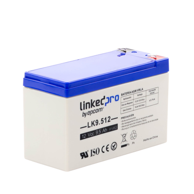 LINKEDPRO BY EPCOM - Batería 12 V / 9.5 Ah / UL / Tecnología AGM / Vida útil promedio 5 años / Para uso en equipo electrónico, Alarmas de Intrusión / Incendio/ Control de acceso / Video Vigilancia / Terminales F1 ( Incluye adaptador F