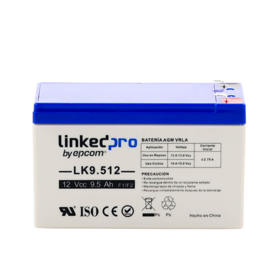 LINKEDPRO BY EPCOM - Batería 12 V / 9.5 Ah / UL / Tecnología AGM / Vida útil promedio 5 años / Para uso en equipo electrónico, Alarmas de Intrusión / Incendio/ Control de acceso / Video Vigilancia / Terminales F1 ( Incluye adaptador F