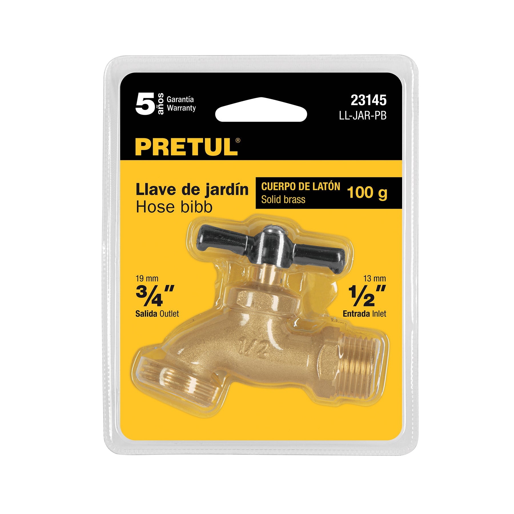 Llave p/manguera, de laton 100g, 1/2', blister, PRETUL