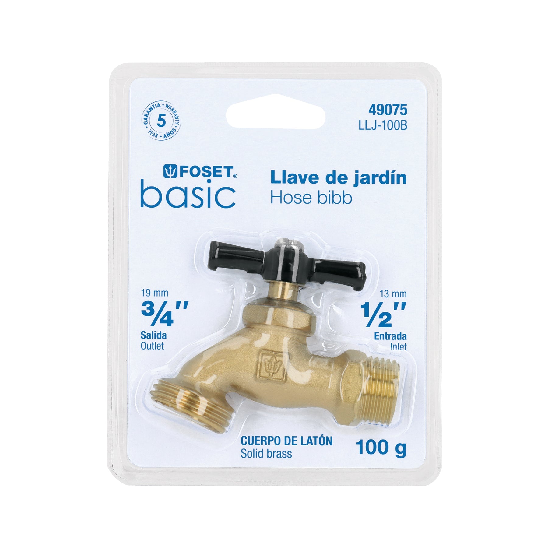 Llave p/manguera, de laton, 100g, 1/2', blister, BASIC