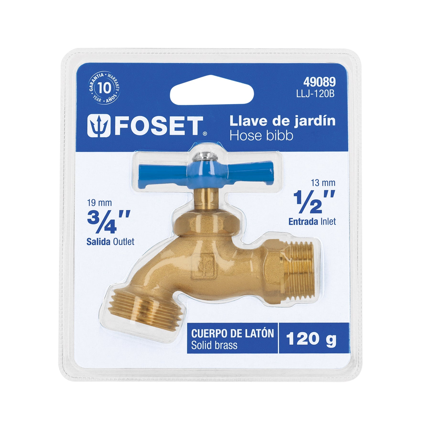Llave para manguera, laton, 120g, 1/2', blister, FOSET