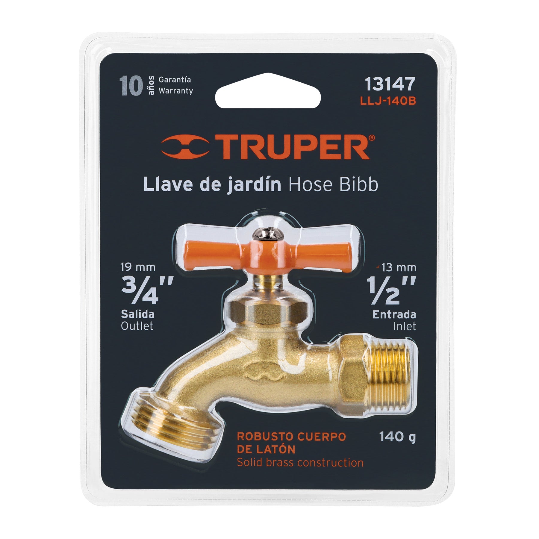 Llave p/manguera, de latón 140g, 1/2', blister, TRUPER
