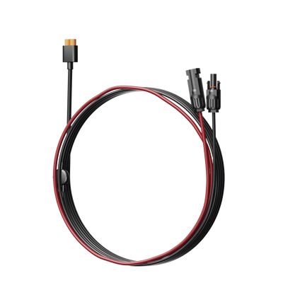 ECOFLOW - Cable 2.5 m, Negro, Calibre 12 AWG con Terminales MC4 Macho y Hebra para Terminal XT60