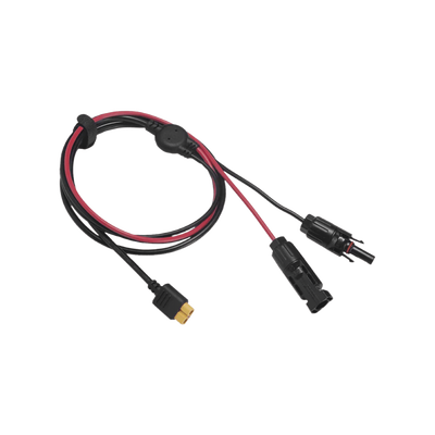 ECOFLOW - Cable 2.5 m, Negro, Calibre 12 AWG con Terminales MC4 Macho y Hebra para Terminal XT60
