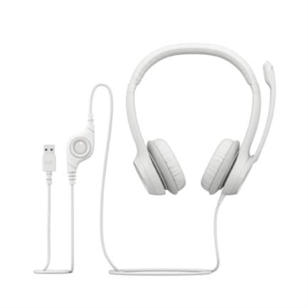LOGITECH - Audífonos Logitech USB H390 para Computadora con Audio Dígital Mejorado Control en Cable Color Blanco Crudo
