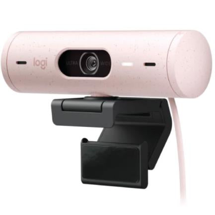 LOGITECH - Cámara Web Logitech Brio 500 FHD Resolución 1080p Corrección Iluminación Encuadre Automático Color Rosa
