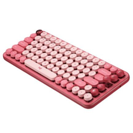 LOGITECH - Teclado Logitech Pop Mecánico Teclas Emoji Personalizables Color Rosa Coral