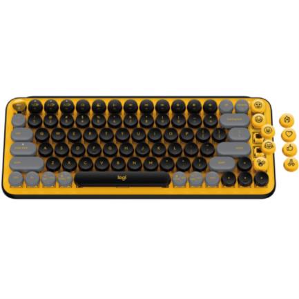 LOGITECH - Teclado Logitech POP KEYS Inalámbrico con Función Emojis Personalizables Blast Color Amarillo-Negro
