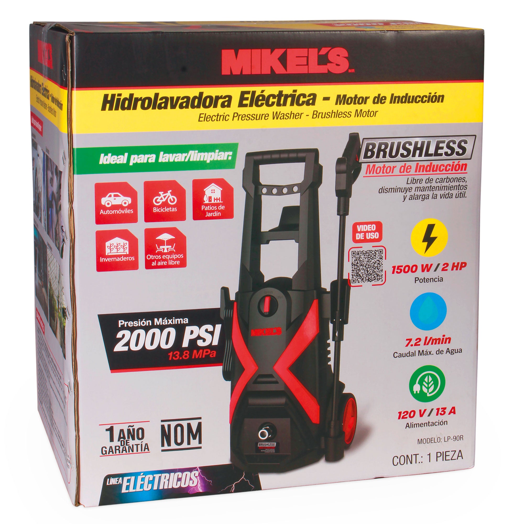 Hidrolavadora de alta presión eléctrica motor de inducción (2,000 PSI)