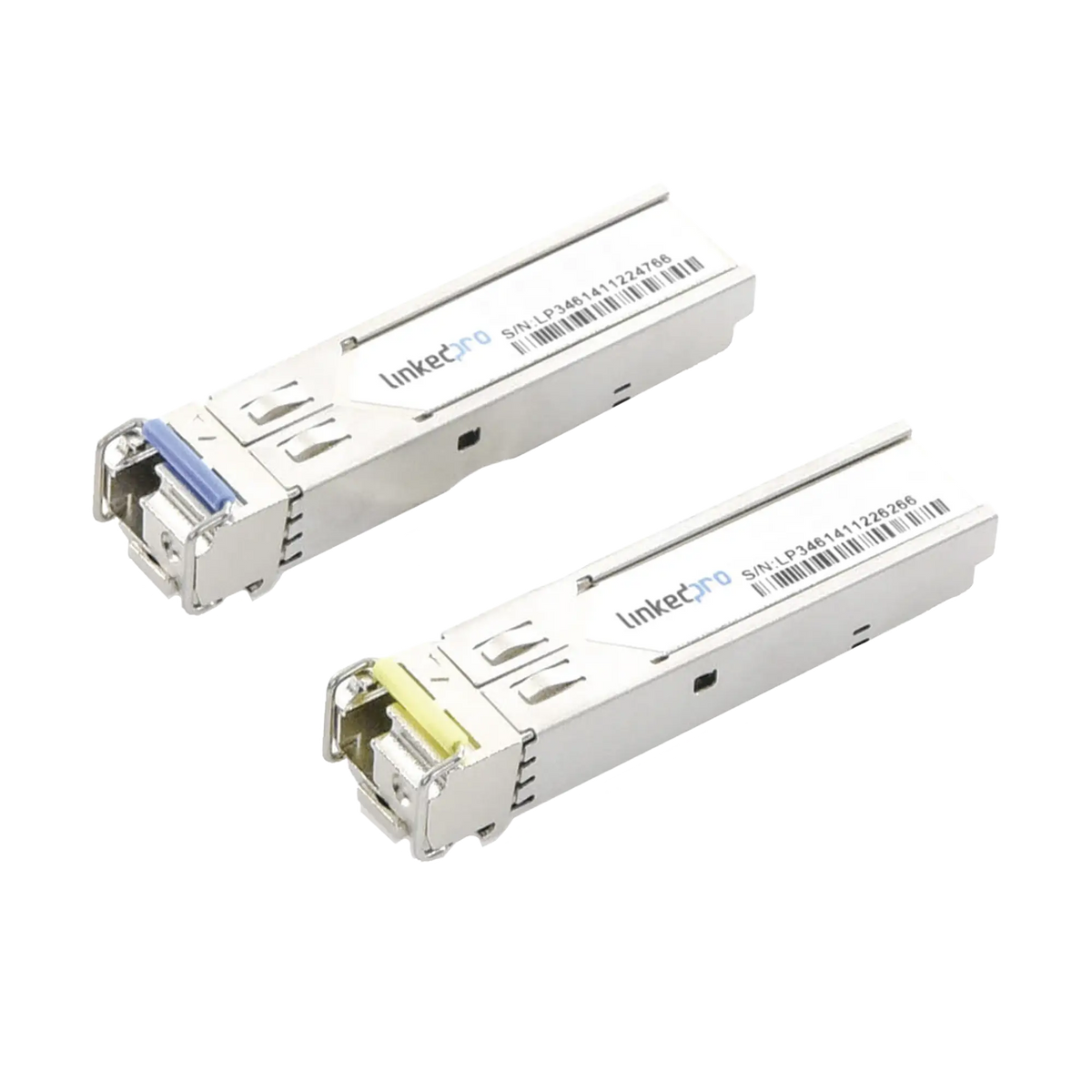 LINKEDPRO - Transceptores Ópticos Bidireccionales SFP (Mini-Gbic) / Monomodo 1310 & 1550 nm / 1.25 Gbps / 1000BASE-BX / Conector SC/UPC Simplex / DDM / Hasta 100 km / 2 Piezas