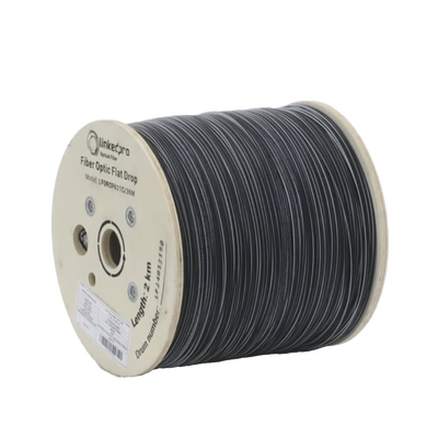 LINKEDPRO BY EPCOM - Carrete de 2 Kilómetros de Fibra Óptica Drop Plana, Interior/Exterior G.657A2 Monomodo de 1 Hilo (Unifibra), Dieléctrica, Forro Negro, Compatible con Conectores FASC, FASCUP, FASCLC