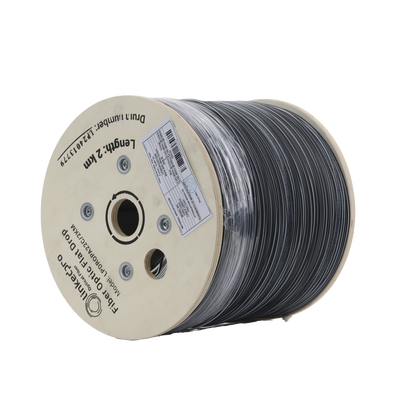 LINKEDPRO BY EPCOM - Carrete de 2 km de Fibra Óptica Drop Plana, Interior/Exterior G.657A2 Monomodo de 2 Hilos (Bifibra), Dieléctrica, Forro Negro, (No Soporta Conectores Mecánicos)
