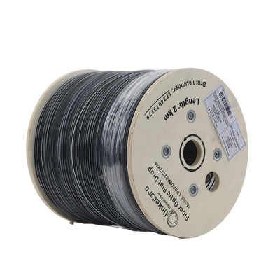 LINKEDPRO BY EPCOM - Carrete de 2 km de Fibra Óptica Drop Plana, Interior/Exterior G.657A2 Monomodo de 2 Hilos (Bifibra), Dieléctrica, Forro Negro, (No Soporta Conectores Mecánicos)