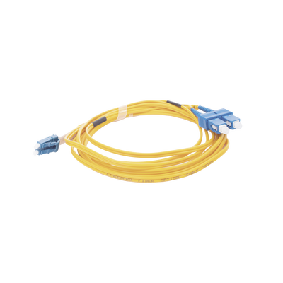LINKEDPRO BY EPCOM - Jumper de Fibra Óptica Monomodo 9/125 LC/UPC-SC/UPC, PVC, 2.0 mm, Dúplex, Amarillo, 3 Metros (9.84 Pies)