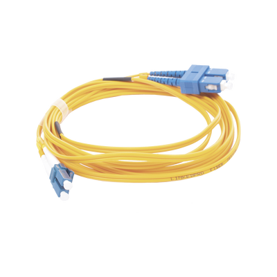 LINKEDPRO BY EPCOM - Jumper de Fibra Óptica Monomodo 9/125 LC/UPC-SC/UPC, PVC, 2.0 mm, Dúplex, Amarillo, 3 Metros (9.84 Pies)