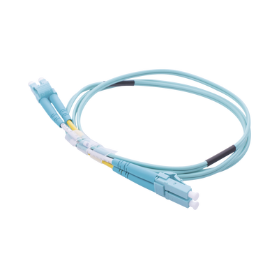 LINKEDPRO BY EPCOM - Jumper de Fibra Óptica Multimodo OM3 50/125 LC-LC OFNR (Riser), 2.0 mm, Dúplex, Aqua, 1 Metro (3.28 Pies)