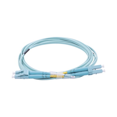 LINKEDPRO BY EPCOM - Jumper de Fibra Óptica Multimodo OM3 50/125 LC-LC OFNR (Riser), 2.0 mm, Dúplex, Aqua, 2 Metros (6.56 Pies)