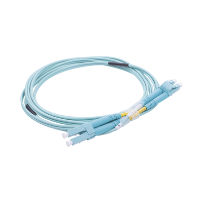 LINKEDPRO BY EPCOM - Jumper de Fibra Óptica Multimodo OM3 50/125 LC-LC OFNR (Riser), 2.0 mm, Dúplex, Aqua, 2 Metros (6.56 Pies)
