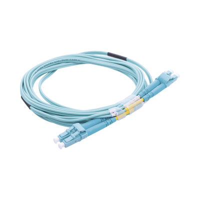 LINKEDPRO BY EPCOM - Jumper de Fibra Óptica Multimodo OM3 50/125 LC-LC OFNR (Riser), 2.0 mm, Dúplex, Aqua, 3 Metros (9.84 Pies)