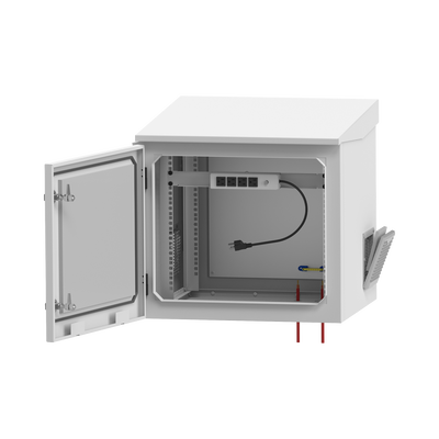 LINKEDPRO BY EPCOM - Gabinete de Exterior con Rack de 19" de 9UR con Ventiladores y Termostato, Se envía el Gabinete armado, (Montaje a poste o torre se vende por separado).