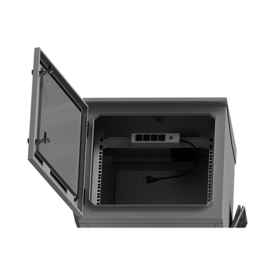 LINKEDPRO BY EPCOM - Gabinete de Exterior con Rack de 19" de 9UR con Ventiladores y Termostato, Se envía el Gabinete armado, (Montaje a poste o torre se vende por separado).