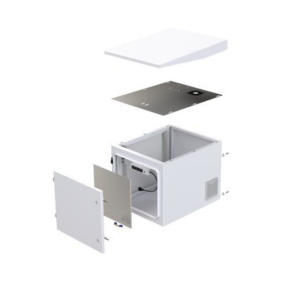 LINKEDPRO BY EPCOM - Gabinete PROFUNDO hasta 705 mm  de profundidad, de Exterior de 9UR con Ventiladores y Termostato, Se envía el Gabinete Armado, (Montaje a poste o torre se vende por separado).