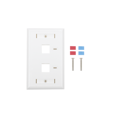 LINKEDPRO BY EPCOM - Placa de Pared de 2 Puertos, Keystone, con Espacio para Etiqueta, Color Blanco