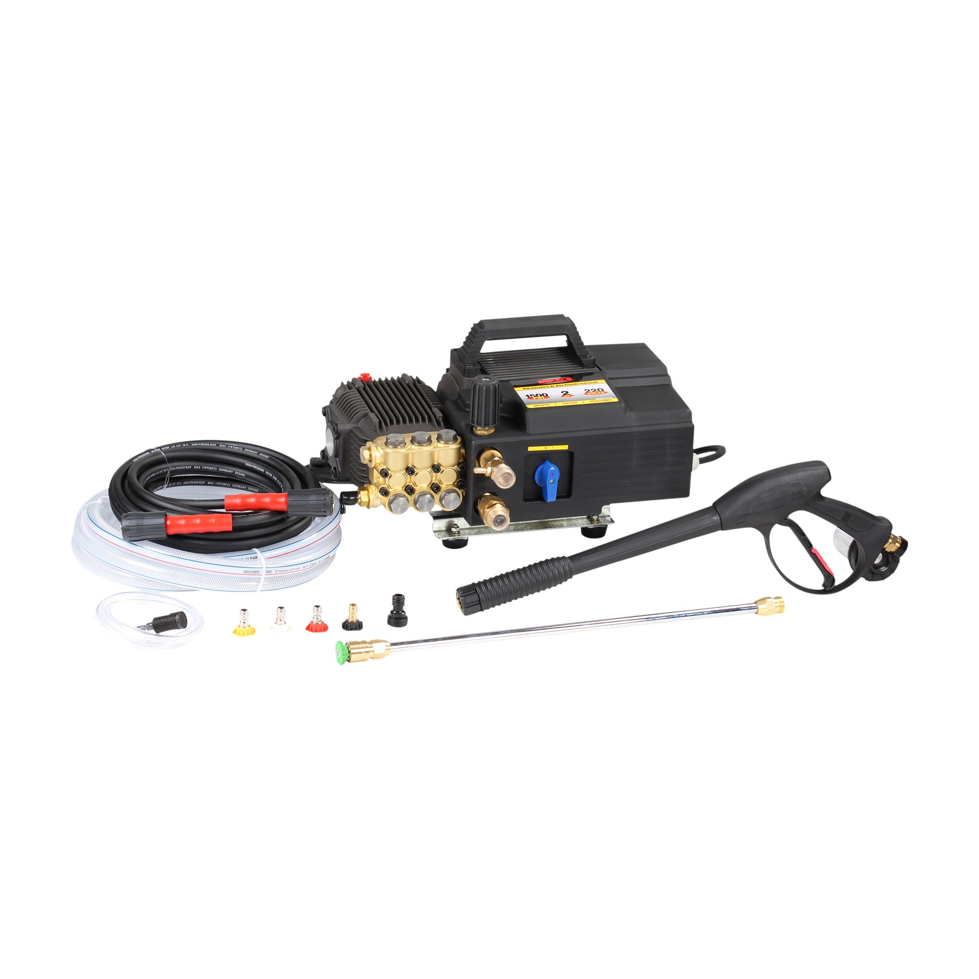 Hidrolavadora de alta presión eléctrica industrial (1,500 PSI / 2 HP)