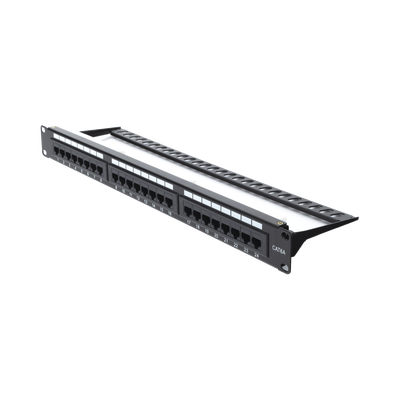 LINKEDPRO BY EPCOM - Panel de Parcheo de Impacto (110) UTP de 24 Puertos Cat6A, 19 Pulgadas (48.26 cm), con Barra para Organizar Cables y Espacio para Etiqueta