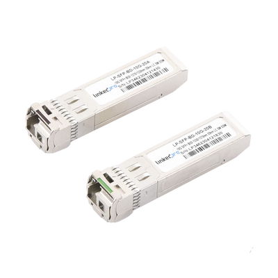 LINKEDPRO BY EPCOM - Transceptores Ópticos Bidireccionales SFP+ (Mini-Gbic) / Monomodo 1270 & 1330 nm / 10 Gbps / 1000BASE-BX / Conector LC/UPC Simplex / DDM / Hasta 20 km / 2 Piezas
