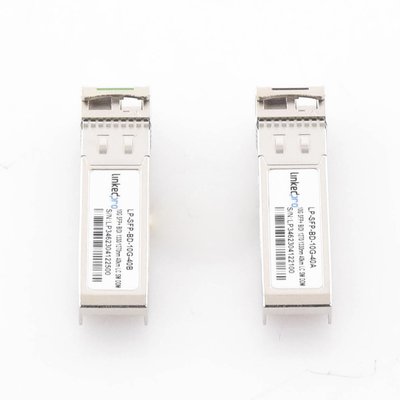 LINKEDPRO BY EPCOM - Transceptores Ópticos Bidireccionales SFP+ (Mini-Gbic) / Monomodo 1270 & 1330 nm / 10 Gbps / 1000BASE-BX / Conector LC/UPC Simplex / DDM / Hasta 40 km / 2 Piezas