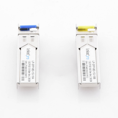 LINKEDPRO BY EPCOM - Transceptores Ópticos Bidireccionales SFP (Mini-Gbic) / Monomodo 1310 & 1550 nm / 1.25 Gbps / 1000BASE-BX / Conector LC/UPC Simplex / DDM / Hasta 10 km / 2 Piezas