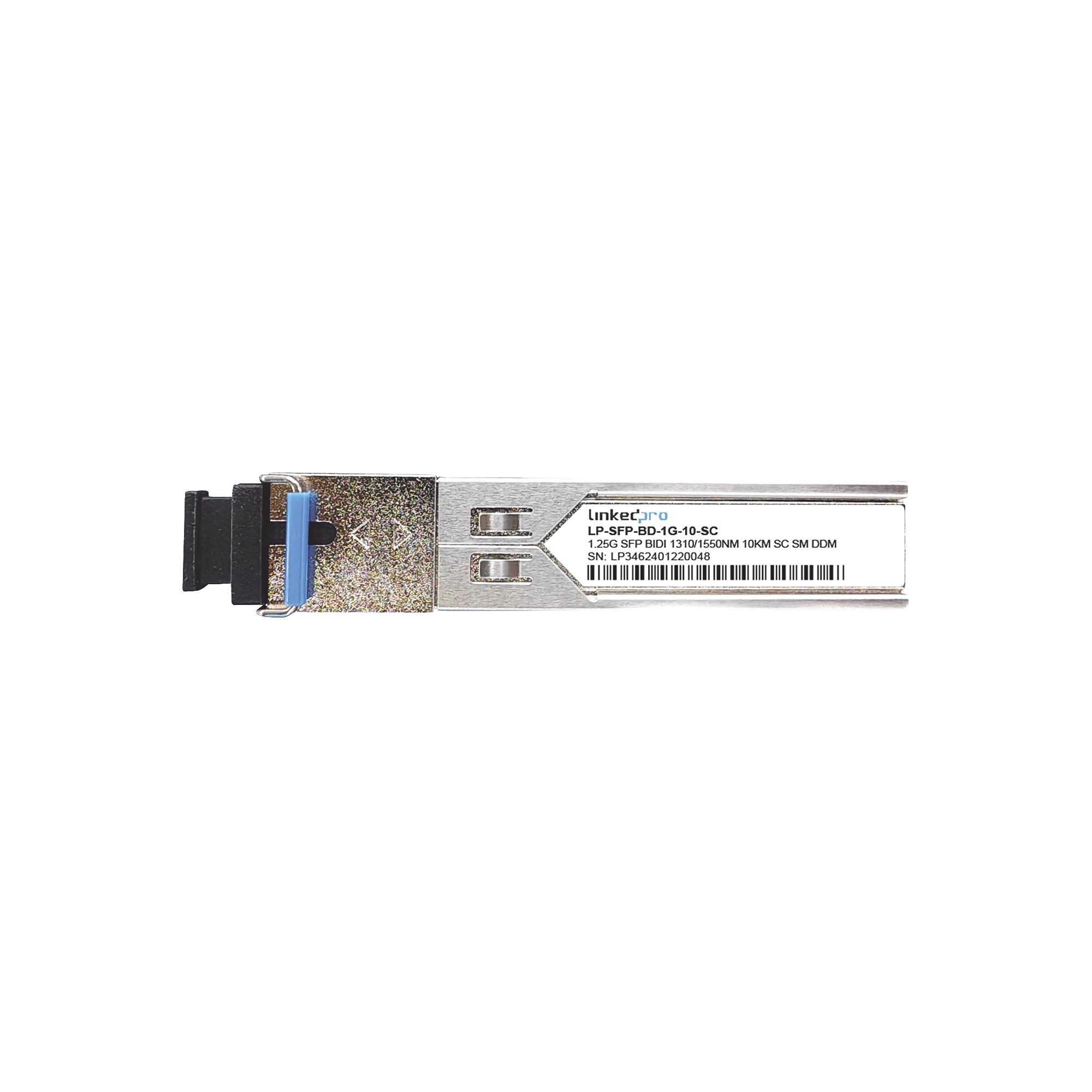 LINKEDPRO - Transceptores Ópticos Bidireccionales SFP (Mini-Gbic) / Monomodo 1310 & 1550 nm / 1.25 Gbps / 1000BASE-BX / Conector SC/UPC Simplex / DDM / Hasta 3 km / 2 Piezas